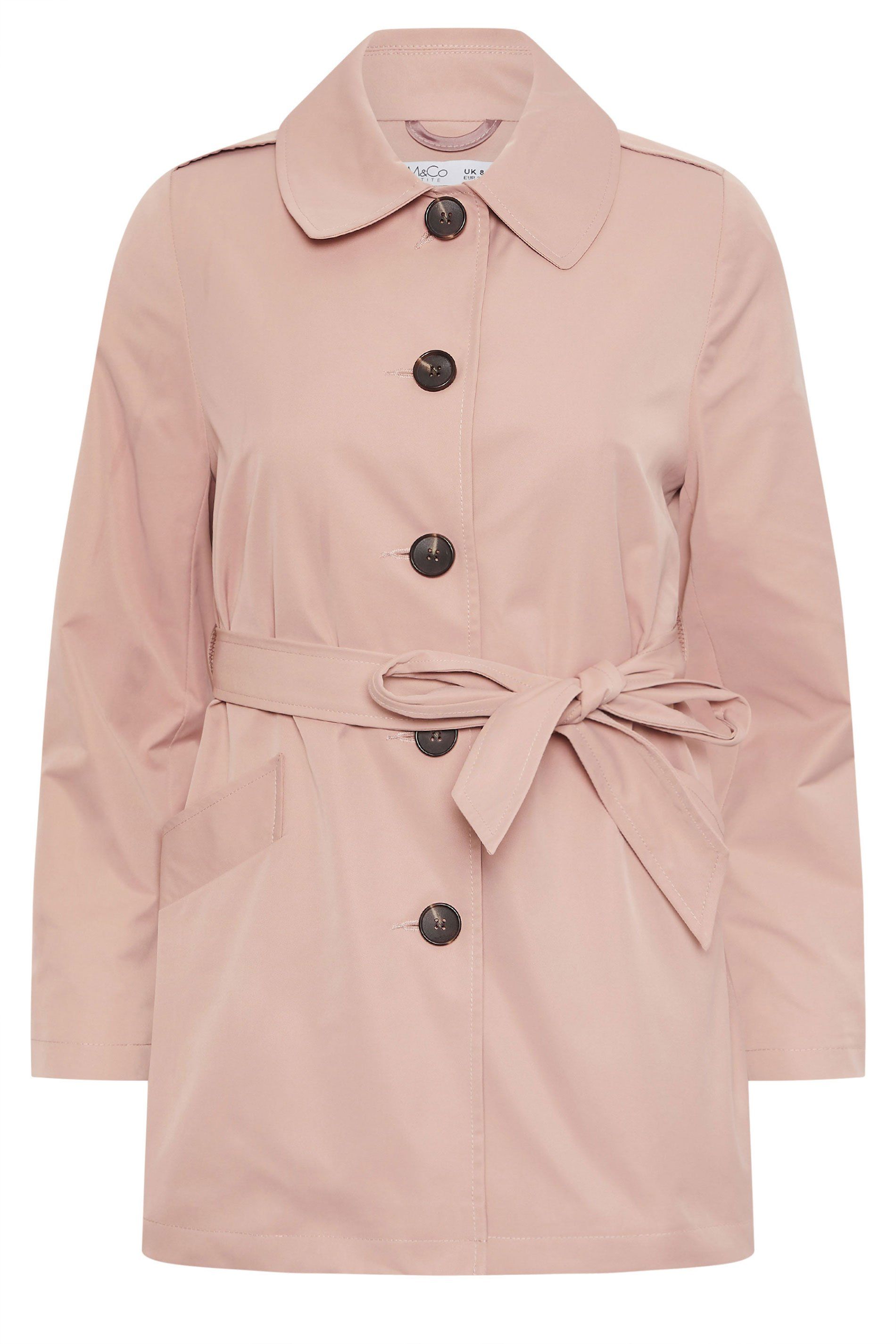 M&Co Petite Tie Waist Mac Coat