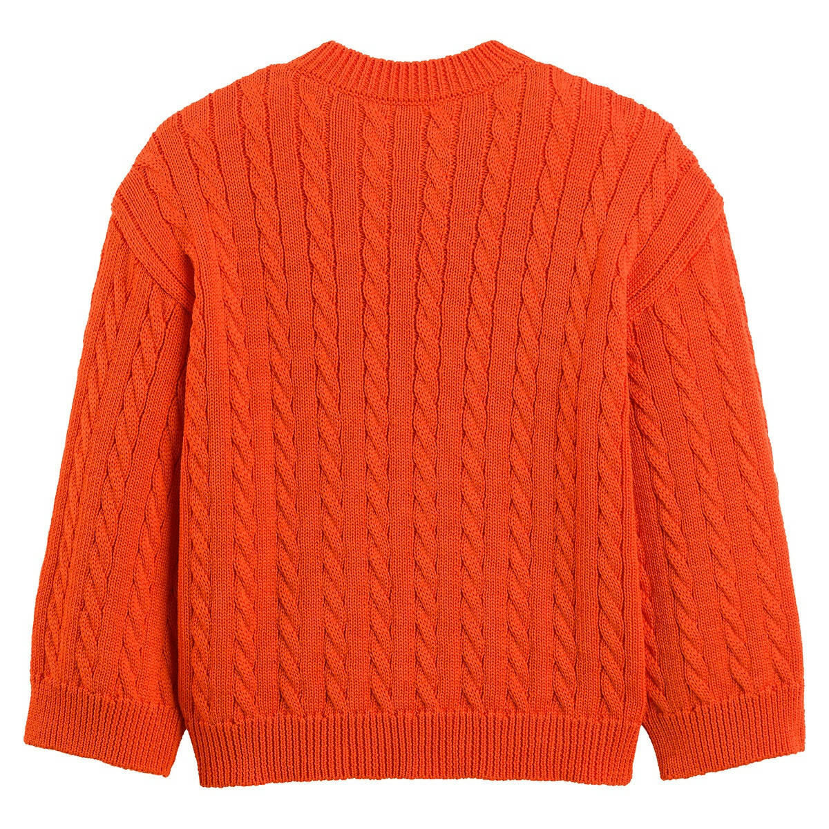 Pull col rond, maille torsadée en laine mérinos
