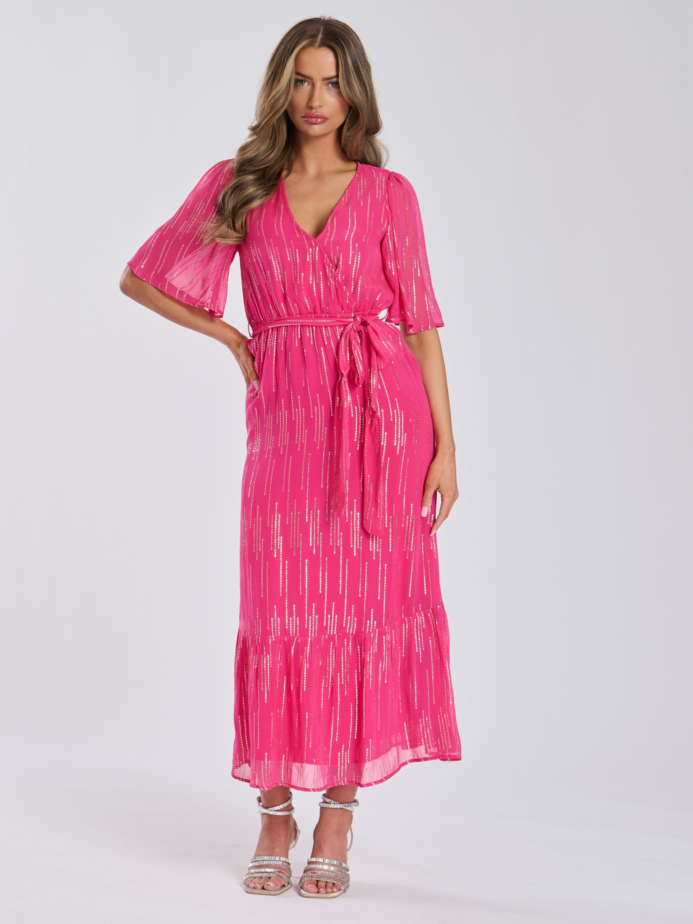 Finding Friday Metallic Wrap Dress