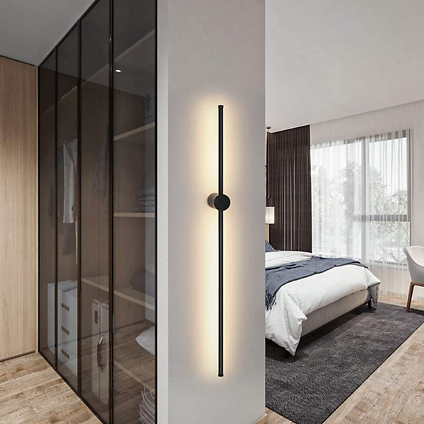 NETTLIFE LED Applique murale intérieure - 100CM noir 8W lampe de salon pivotante minimaliste lampe de nuit blanc chaud 3000K