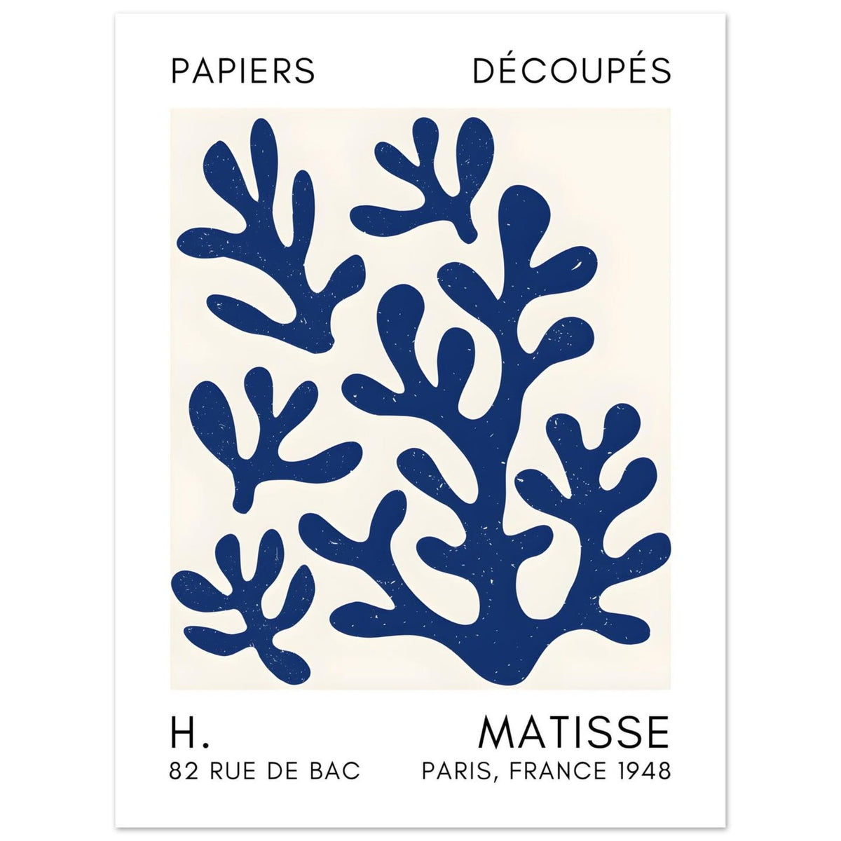 Artfulprints Poster Matisse – Coral shadows navy blue II  - 30x40 cm - Blauw