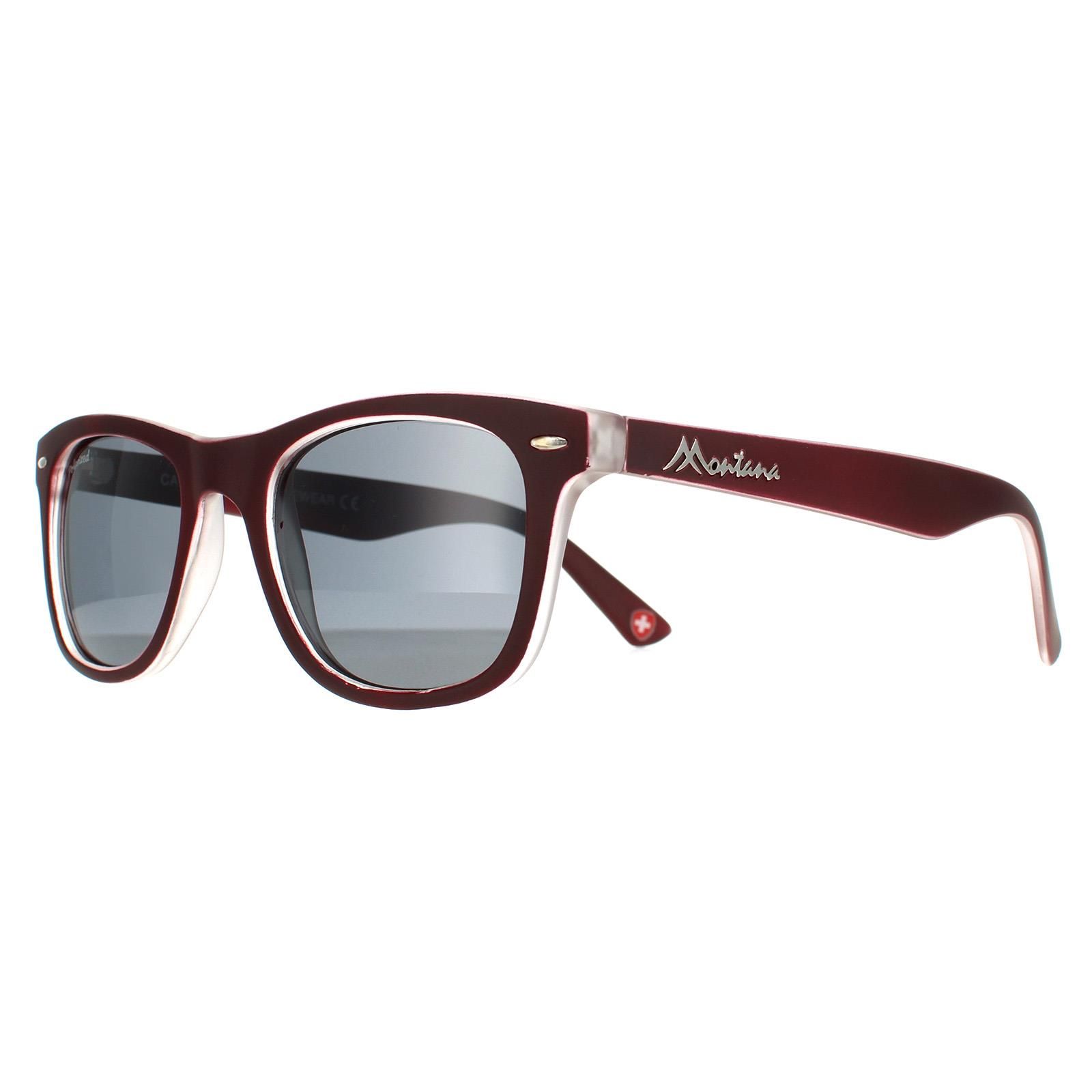 montana Square Burgundy Rubbertouch Grey Polarized MP41 Sunglasses