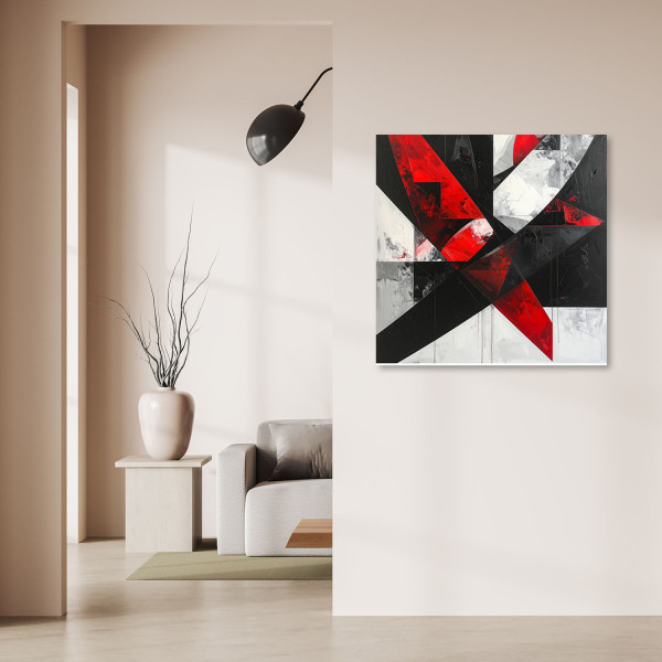 Obraz do salonu biura kuchni, Abstrakcja Geometryczna Czerwony 20x20