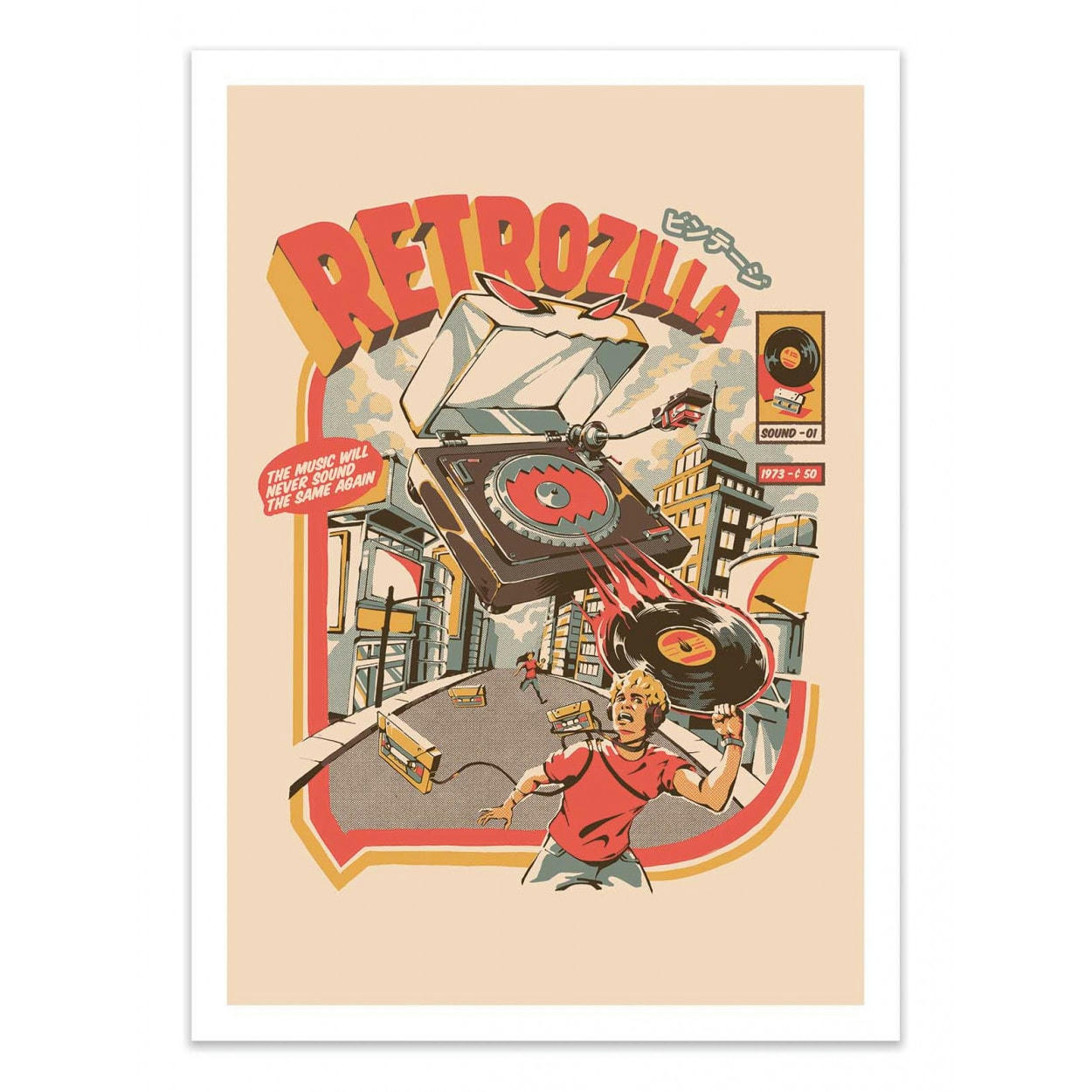 ILUSTRATA - RETRO SOUNDZILLA - Affiche d'art 30 x 40 cm