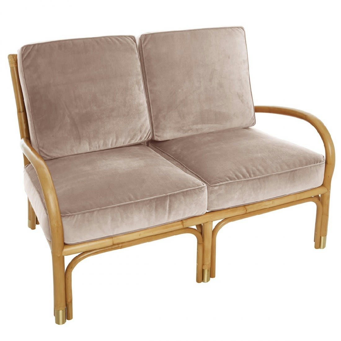 RIVIERA - Canapé 2 places rotin et velours