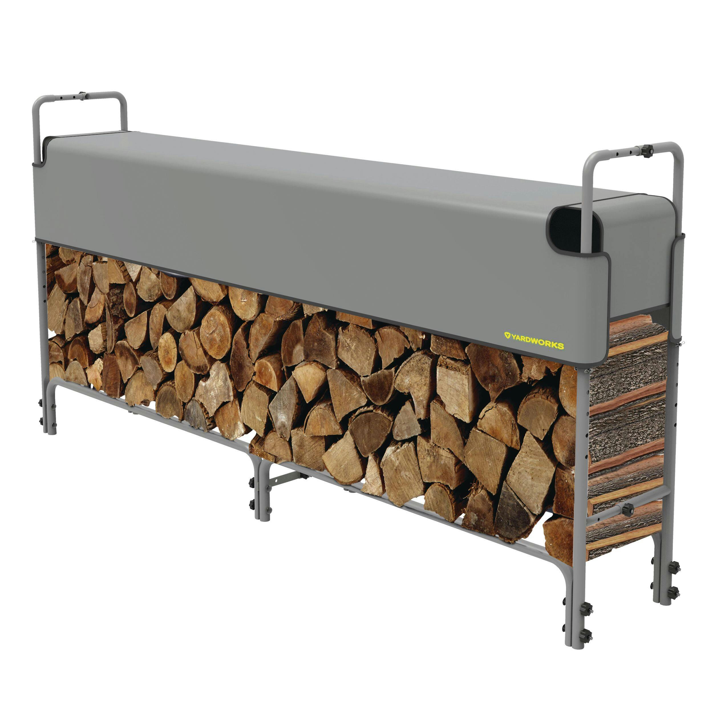 Yardworks Adjustable Steel Construction Half Cover Firewood/Log Rack, 8-ft