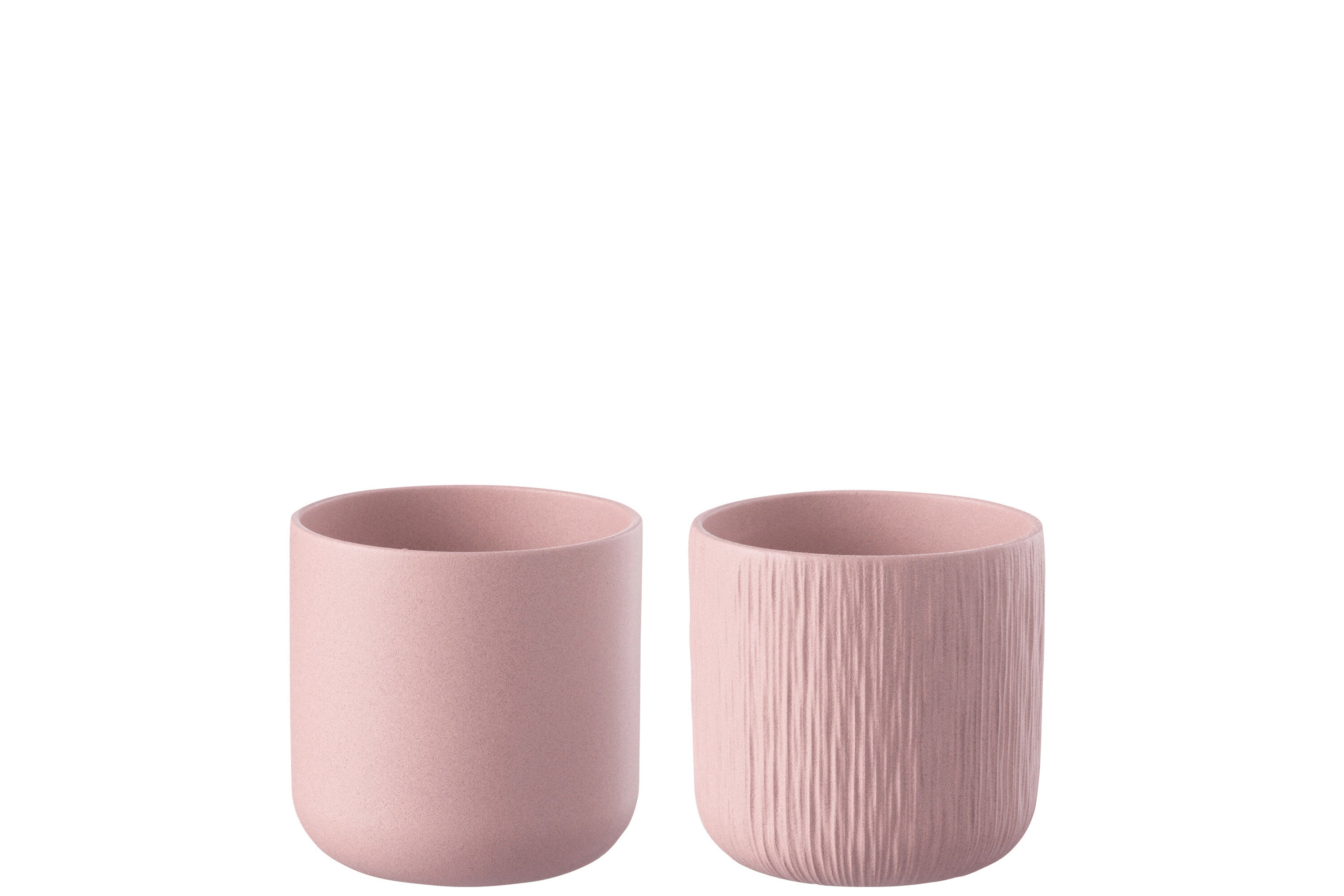J-Line bloempot Gen - keramiek - roze - small - 2 stuks - Ø 13.5 cm