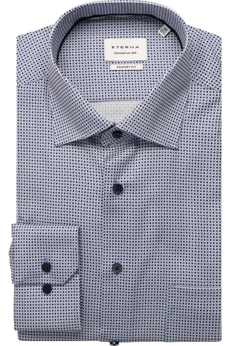ETERNA Dynamic Cotton Comfort Fit Hemd blau, Bedruckt