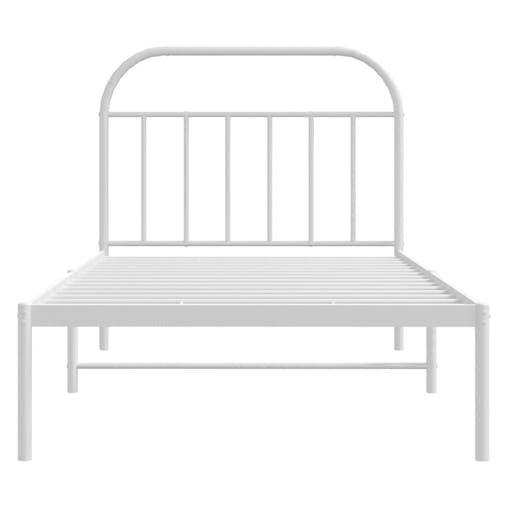 NNEVL Metal Bed Frame with Headboard White 107x203 cm