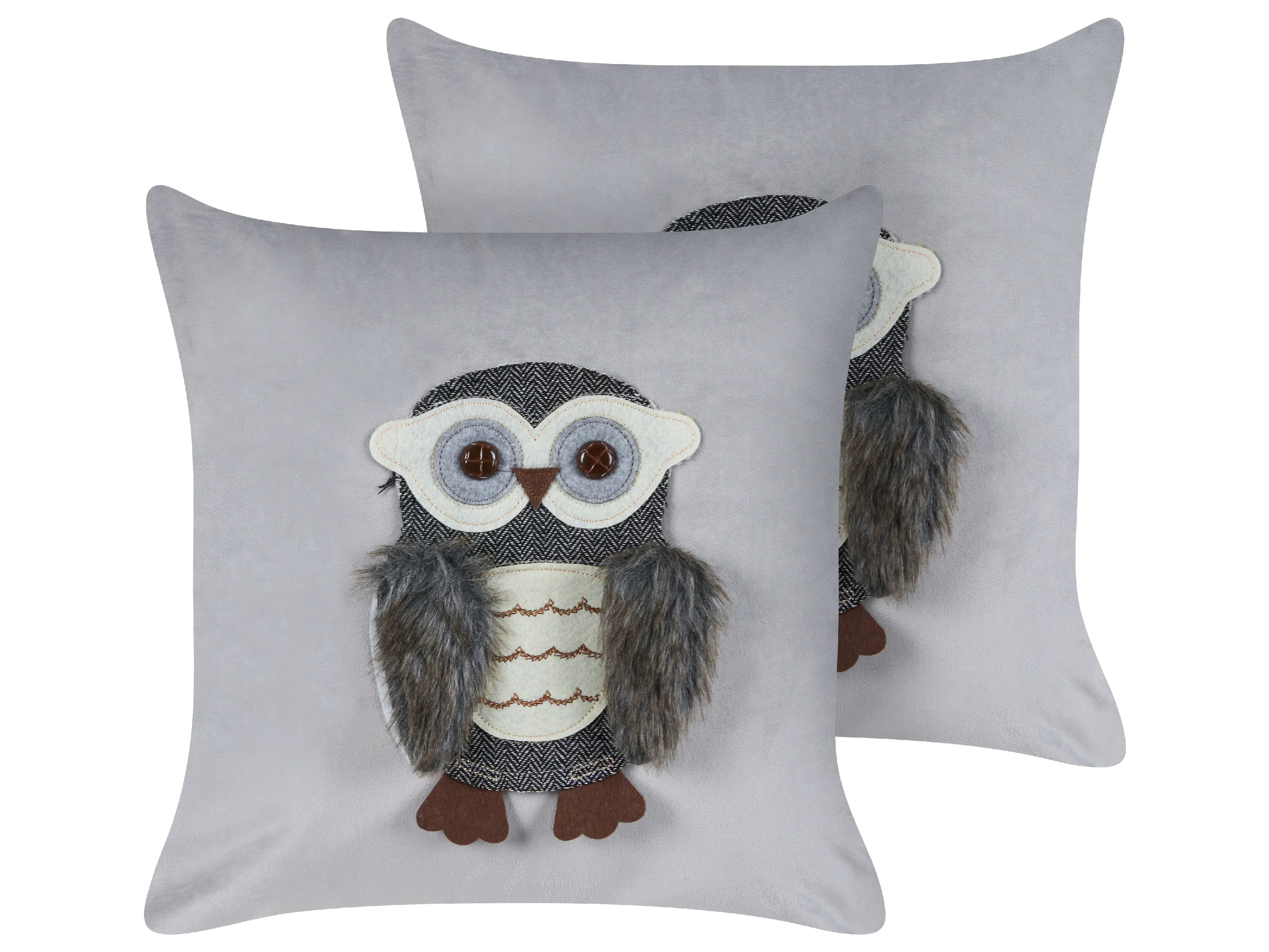 Set of 2 Decorative Cushions OPHRYS Velvet 45 x 45 cm Grey