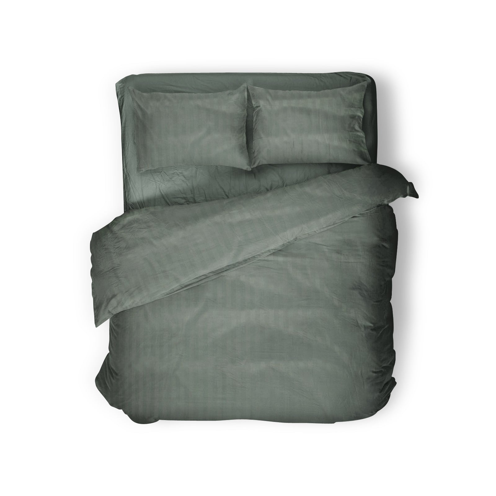 Eleganzzz Dekbedovertrek Hotel Kwaliteit Satijn Streep olive green