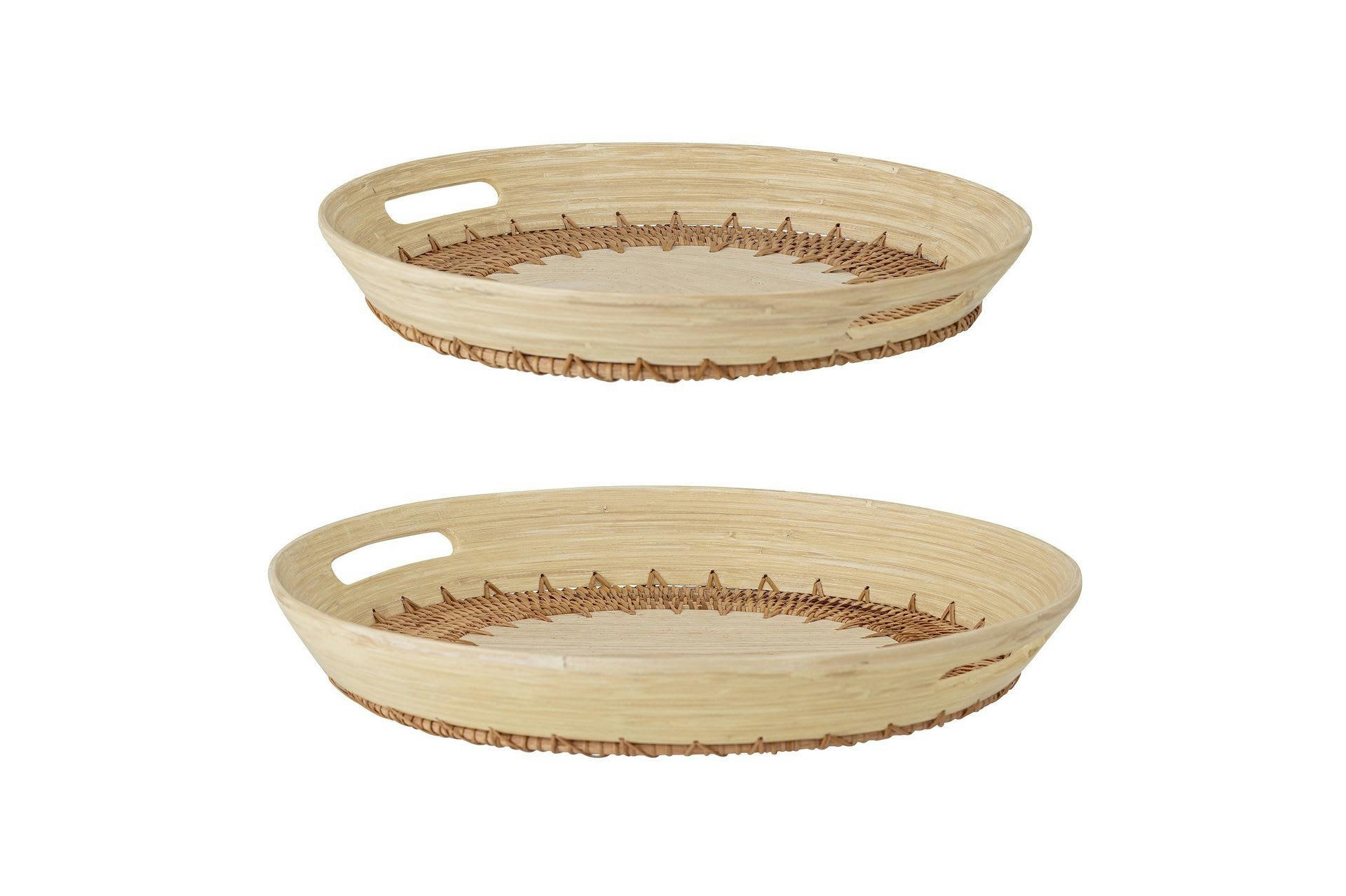 LANY - Lot de 3 plateaux en bambou beige