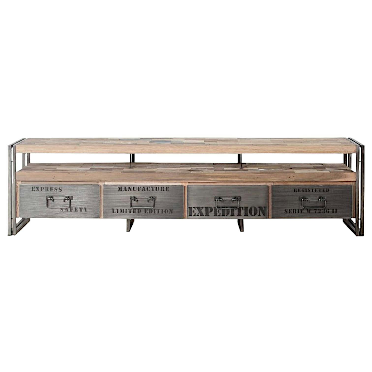 Meuble TV industriel 4 tiroirs CARAVELLE