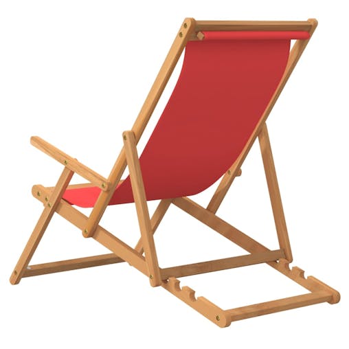 NNEVL Folding Beach Chair Solid Wood Teak Red