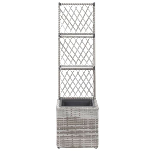 NNEVL Trellis Raised Bed with 1 Pot 30x30x107 cm Poly Rattan Grey