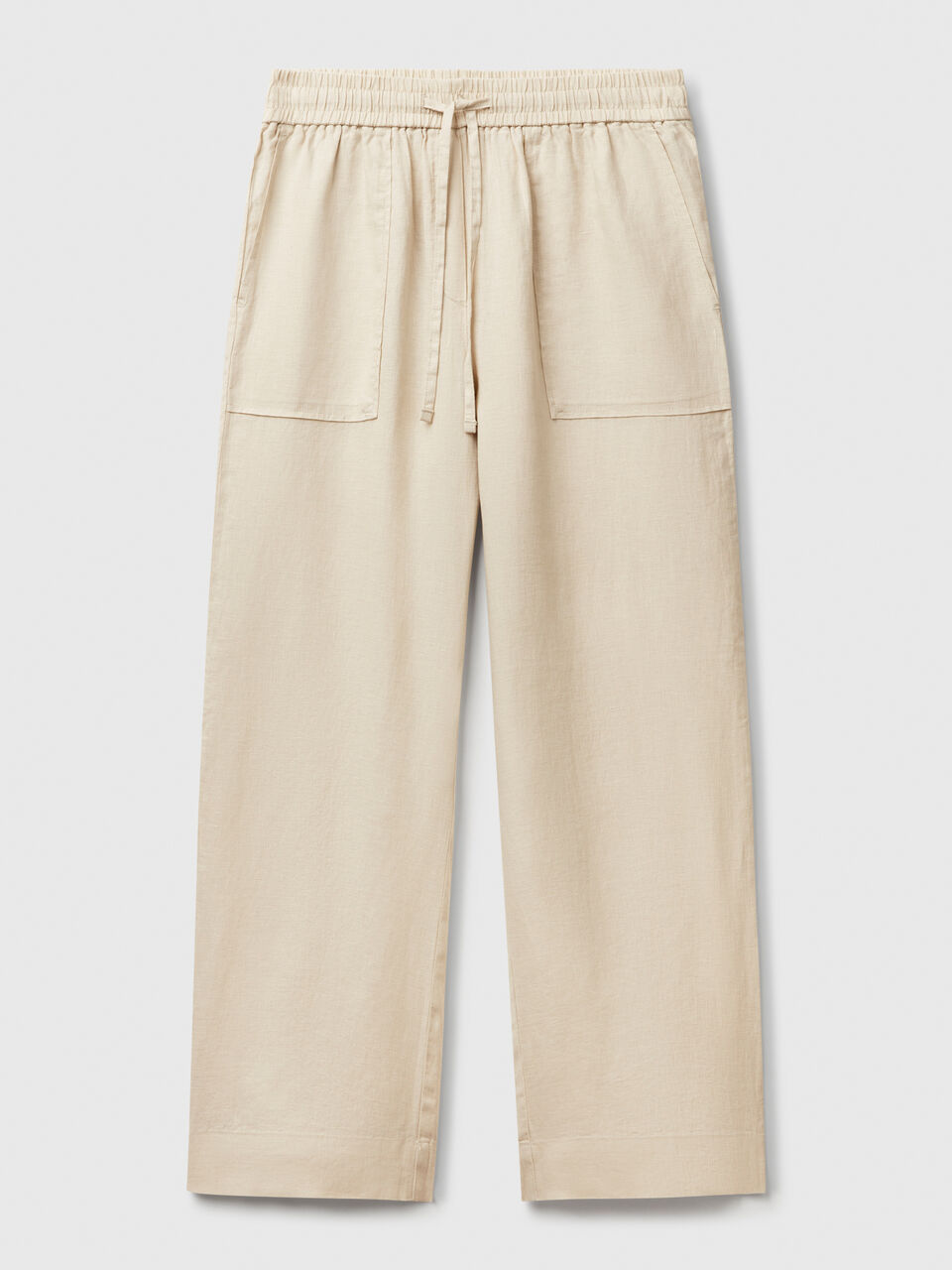 Trousers in pure linen with elastic