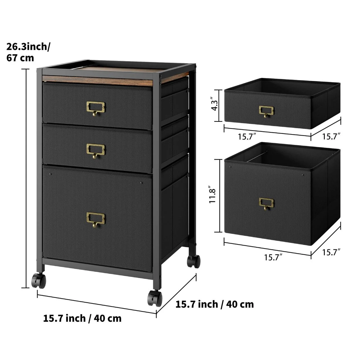 3 Drawers Under Desk Mobile File Cabinet with Wheels