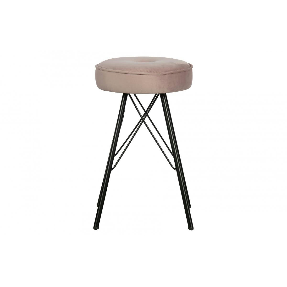 POLENE - Tabouret 53cm en velours rose