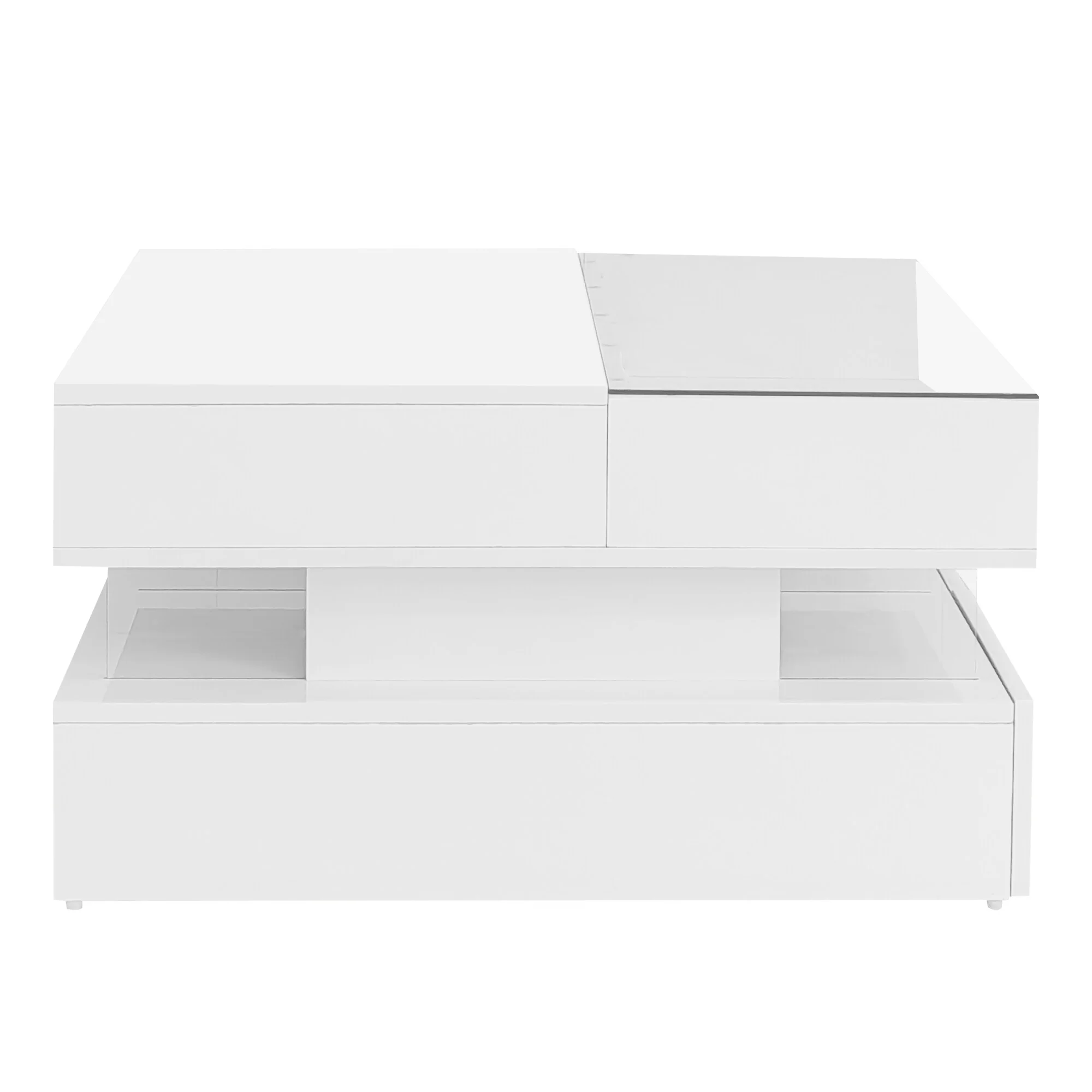 Lift-Top Coffee Table with 2 Drawers, Square Coffee Table with Hidden Space
