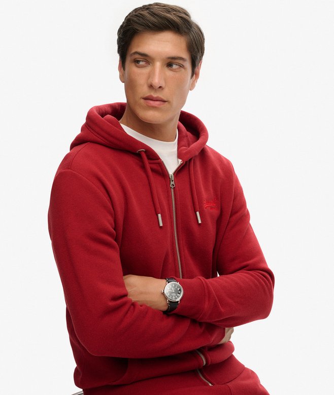 Vintage Logo Embroidered Zip Hoodie
