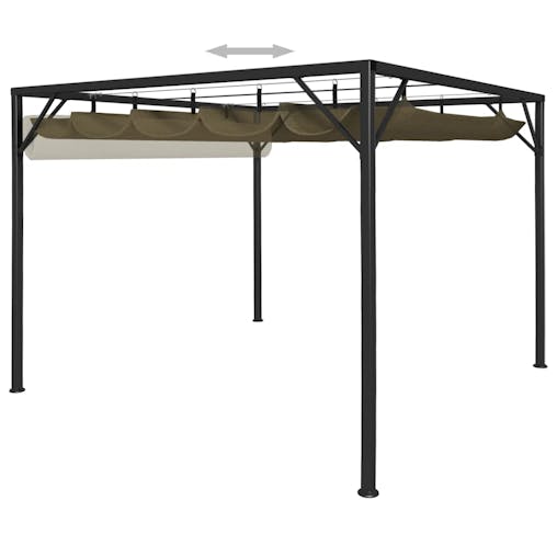 NNEVL Garden Gazebo with Retractable Roof 3x3 m Taupe 180 g/m&sup2;