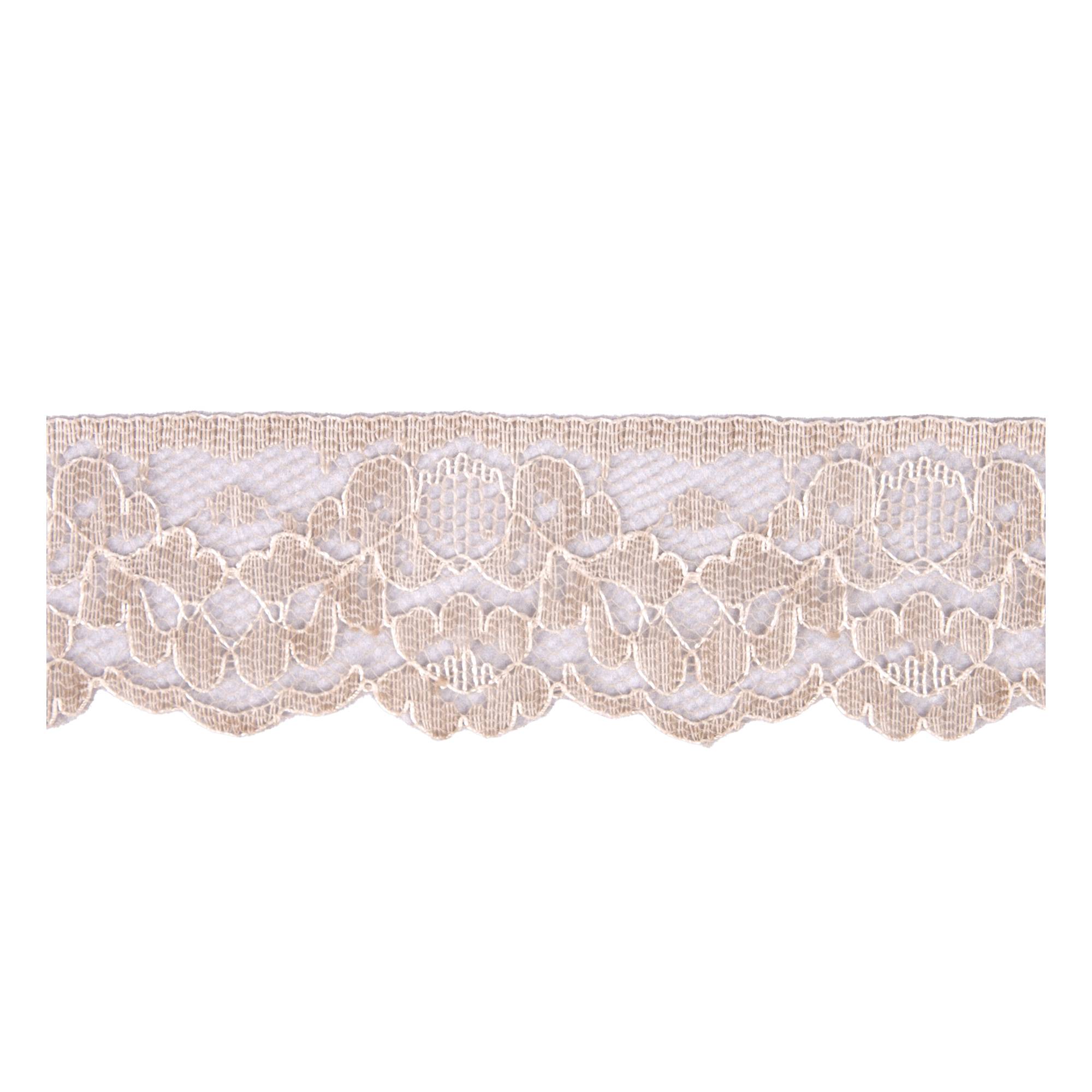 Beige 35mm Floral Nylon Lace Trim by the Metre