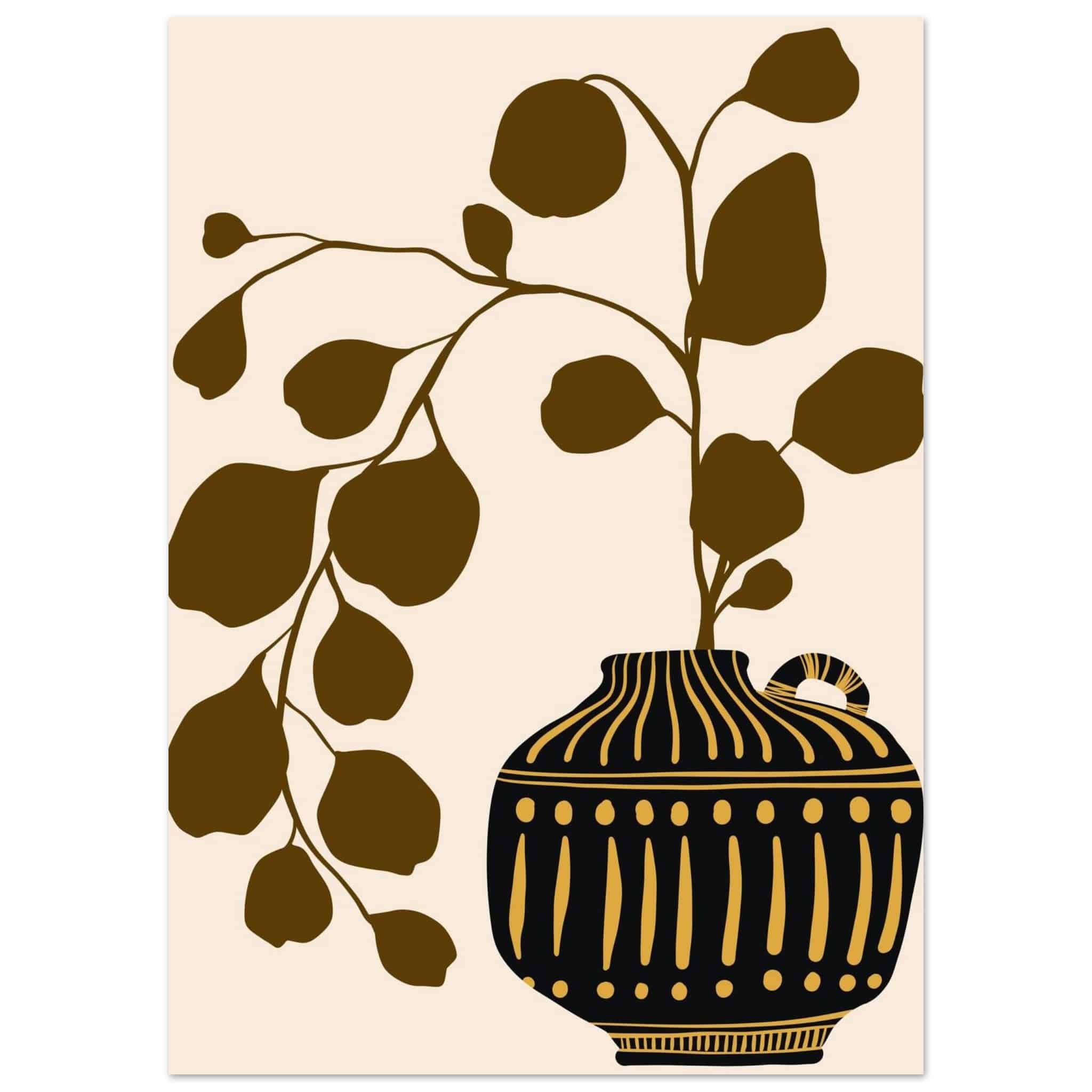 Artfulprints Poster Boho – Golden vase  - 50x70 cm - Bruin