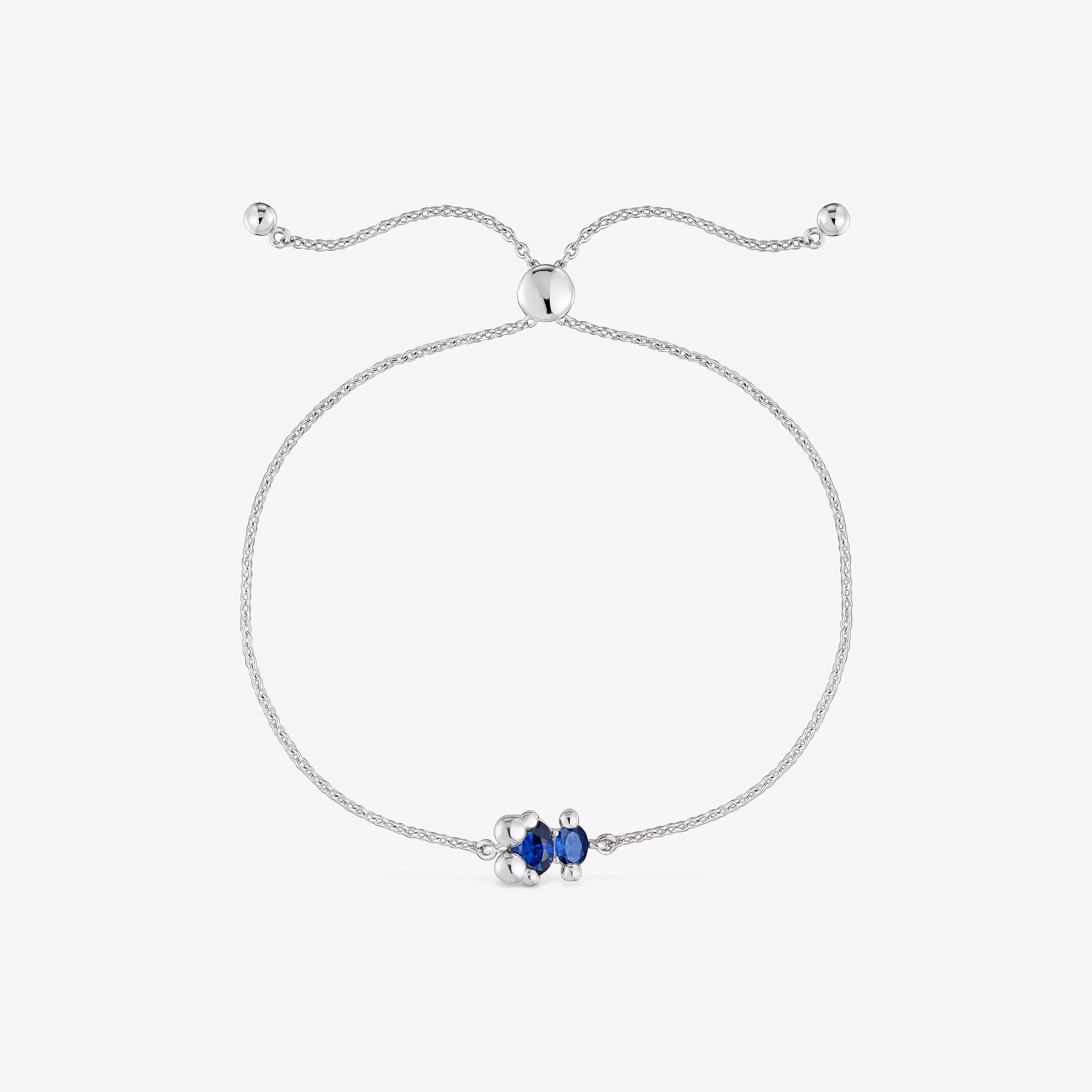 Pulsera cadena motivo oso de plata y zafiro azul creado en laboratorio Color Bear LGG