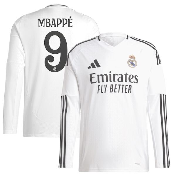 Kylian Mbappé Los Merengues adidas 2024/25 Home Replica Long Sleeve Player Jersey - White