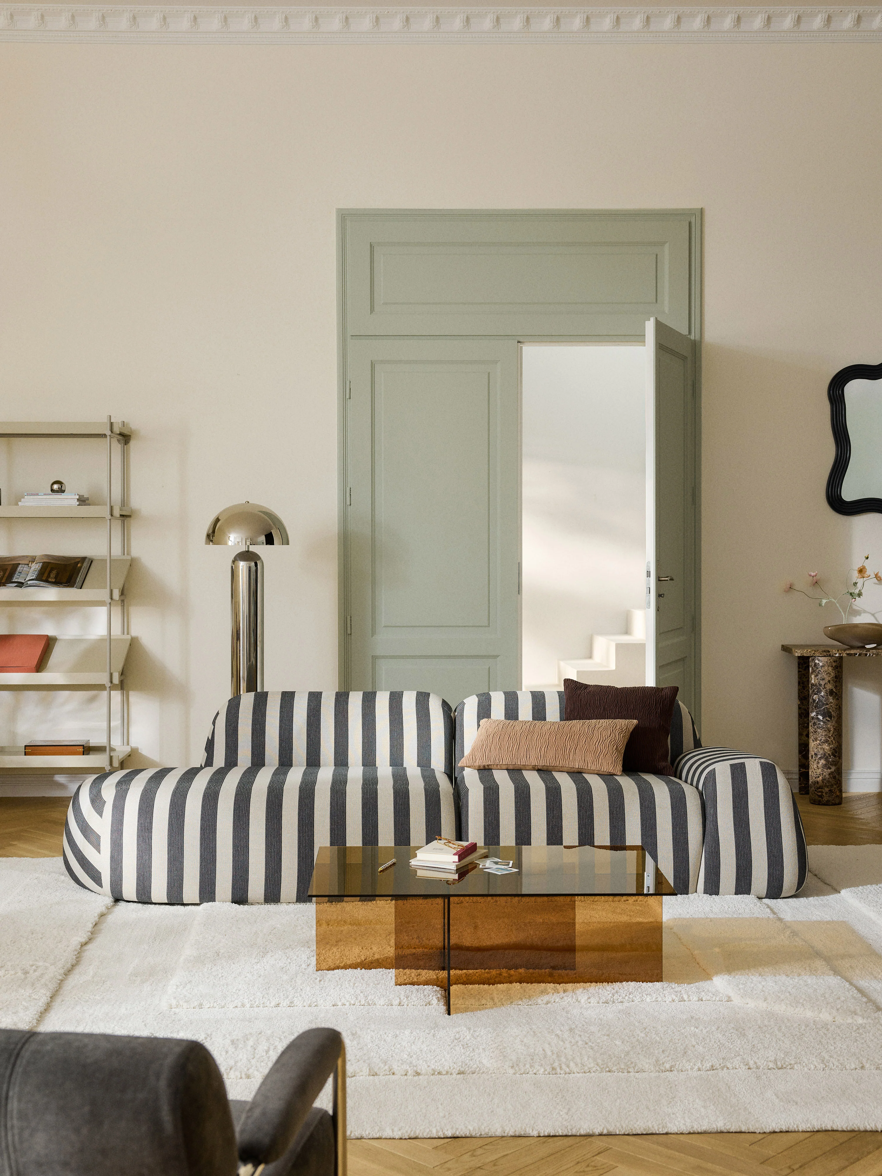 Gestreifte modulare Chaiselongue Wolke