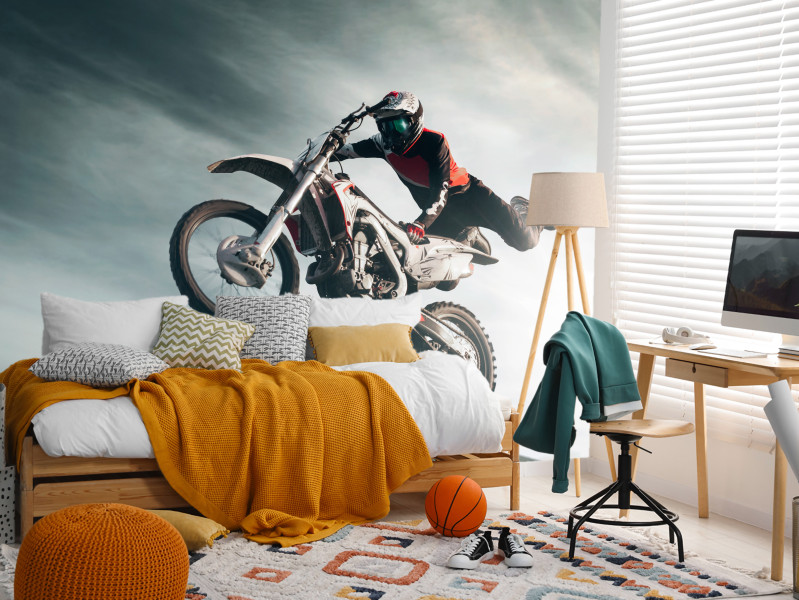 Fototapeta Wyczynowy skok na motorze 100x70cm