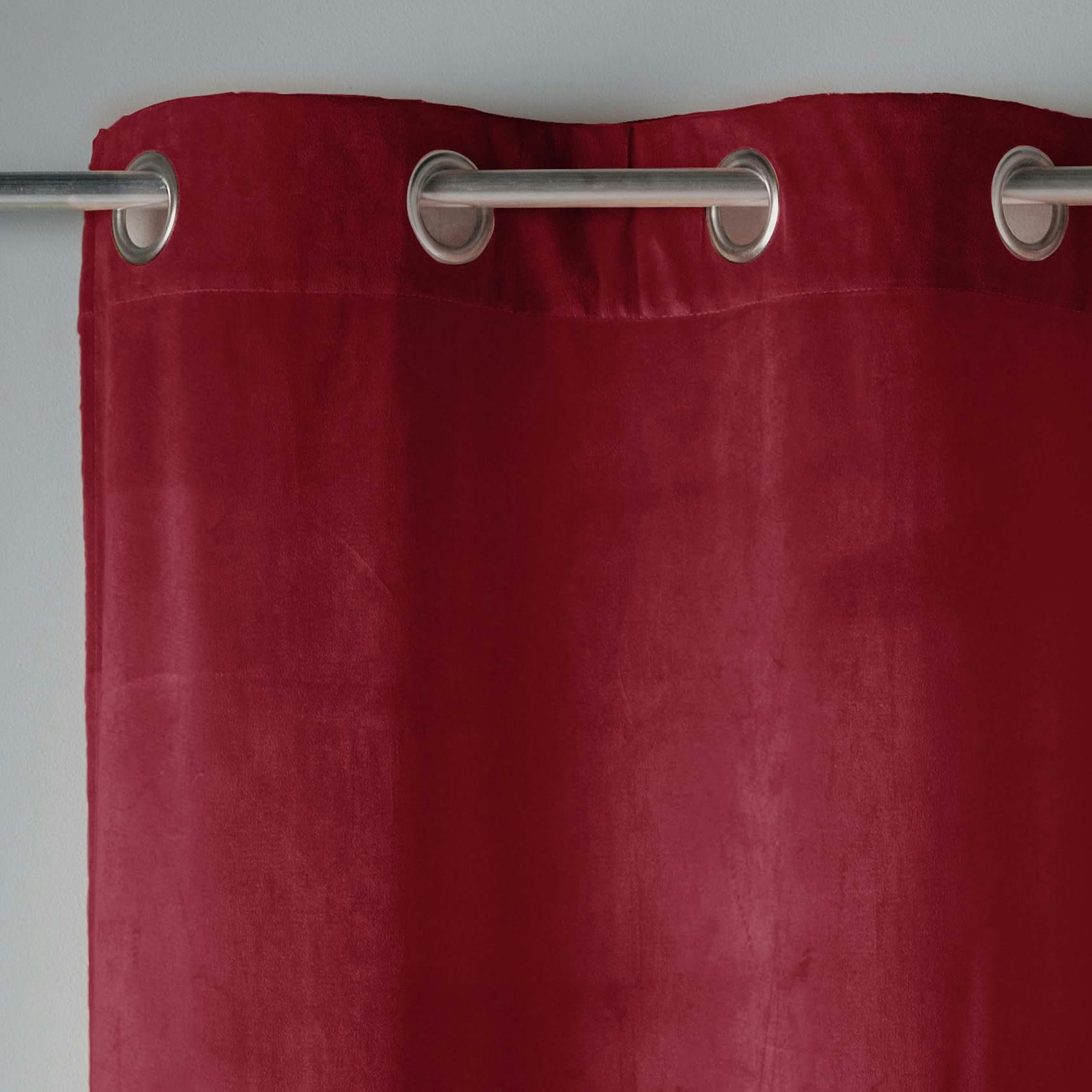 - Rideau tamisant en velours ras bordeaux 140x240 cm