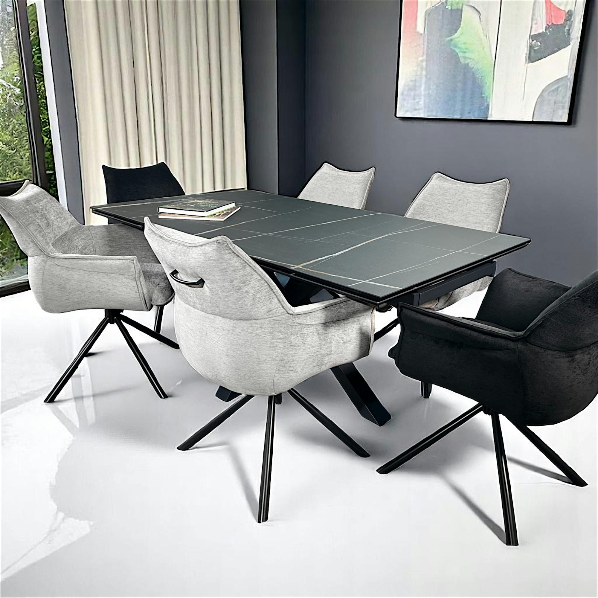 Fauteuil de table en velours gris avec retour (lot de 2) PALERME