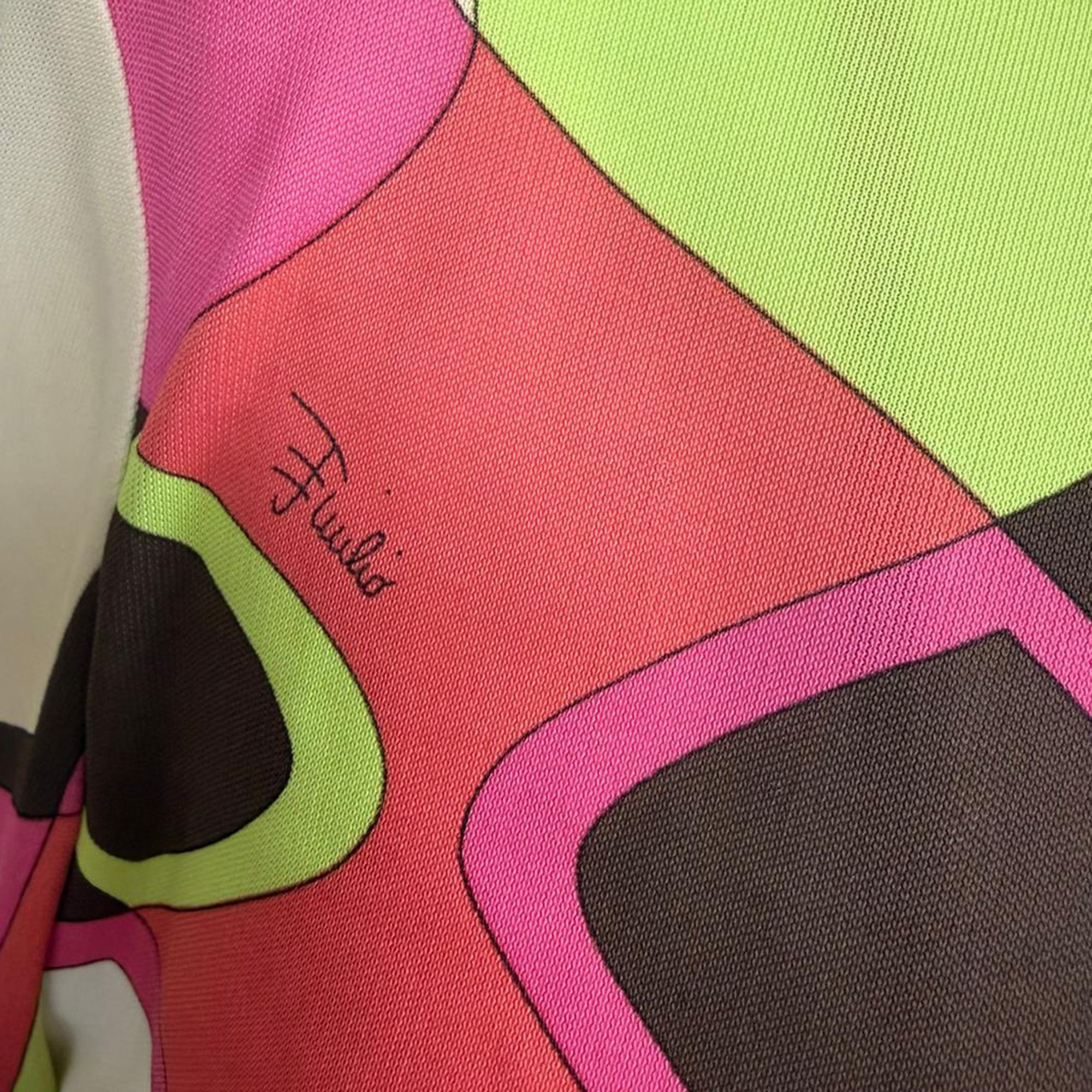 Emilio Pucci Preloved Graphic-Print Tie-Waist Midi Dress in Multicolor Viscose