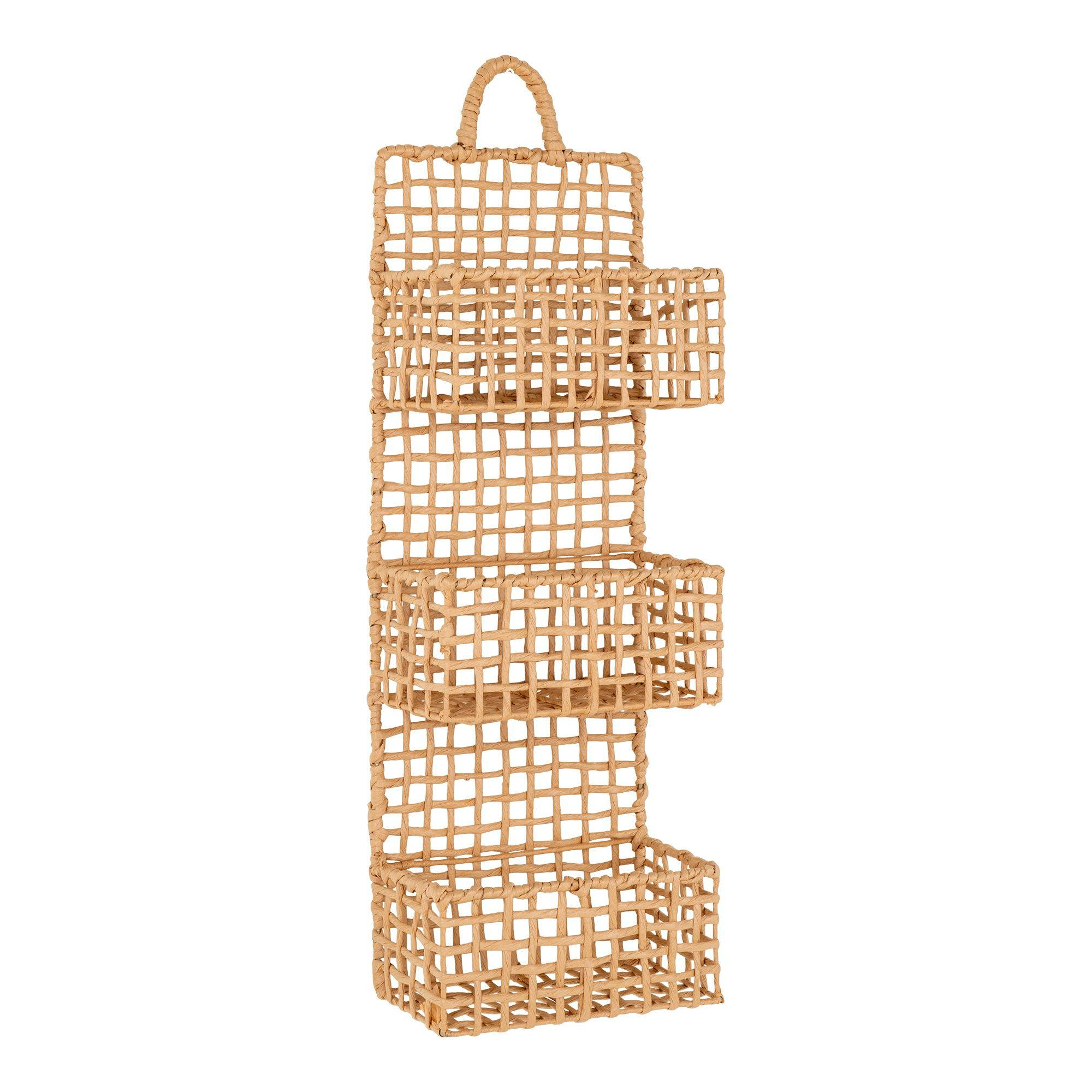 Etagère de rangement verticale en fibres naturelles, 3 paniers TALLINN