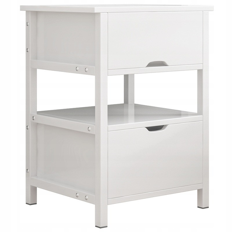 Szafka nocna biała z 2 szufladami nowoczesna loft stolik do sypialni 45 cm