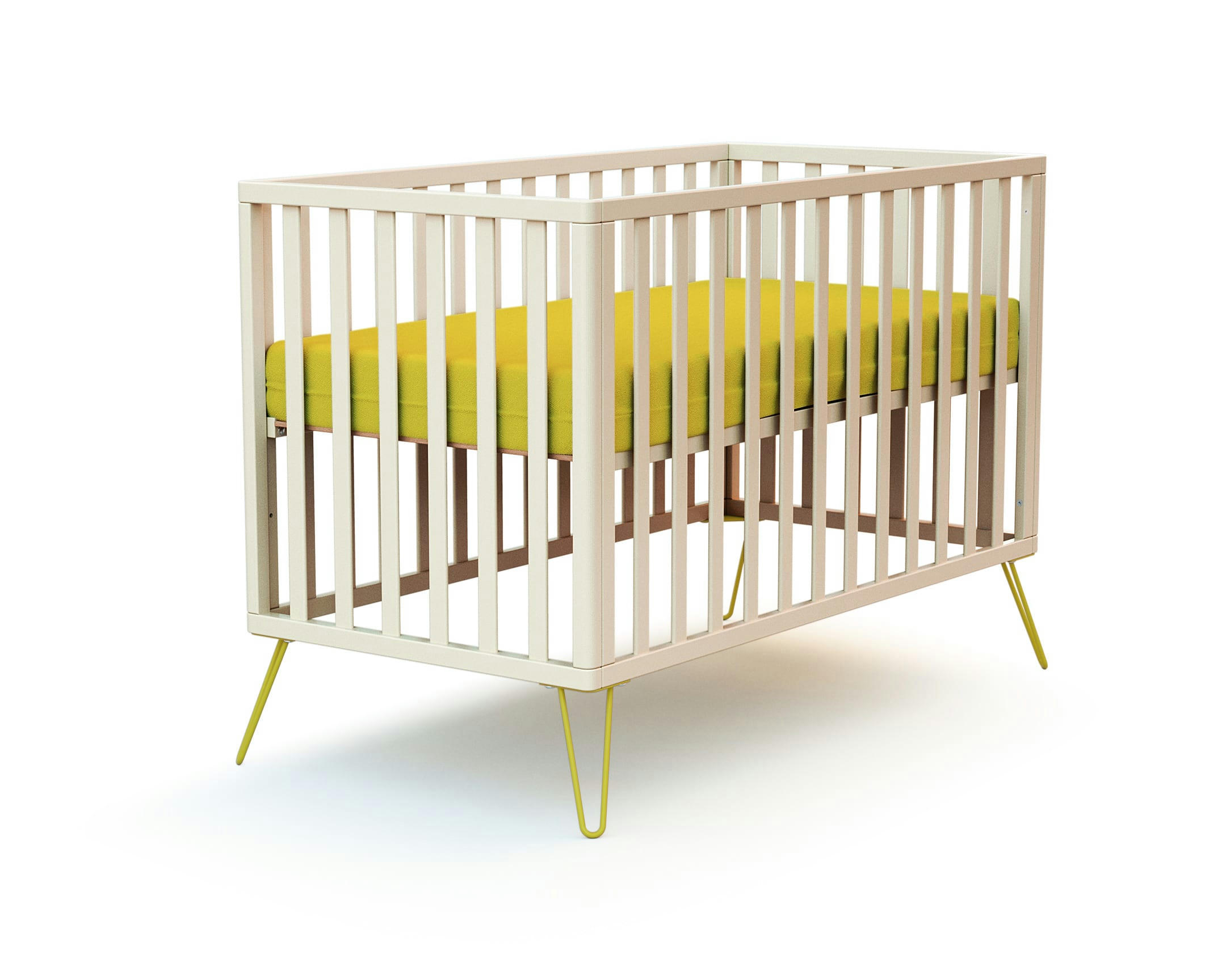 - Lit bébé 60x120 blanc et jaune