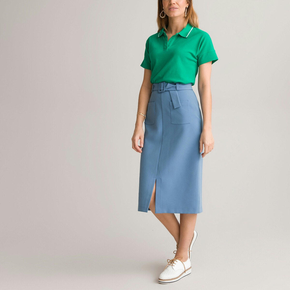 T-shirt col polo, maille piquée, manches courtes