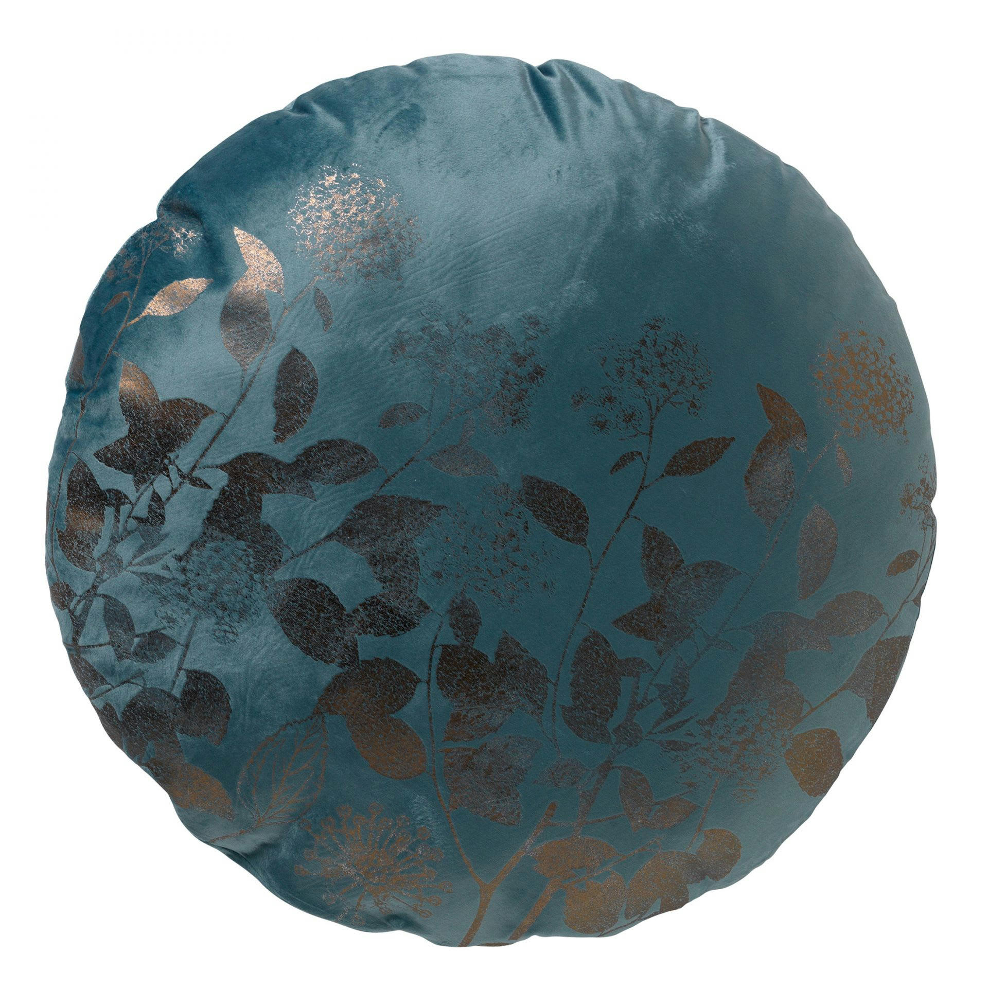 - Coussin rond vert en velours 45 cm avec motif fleuri