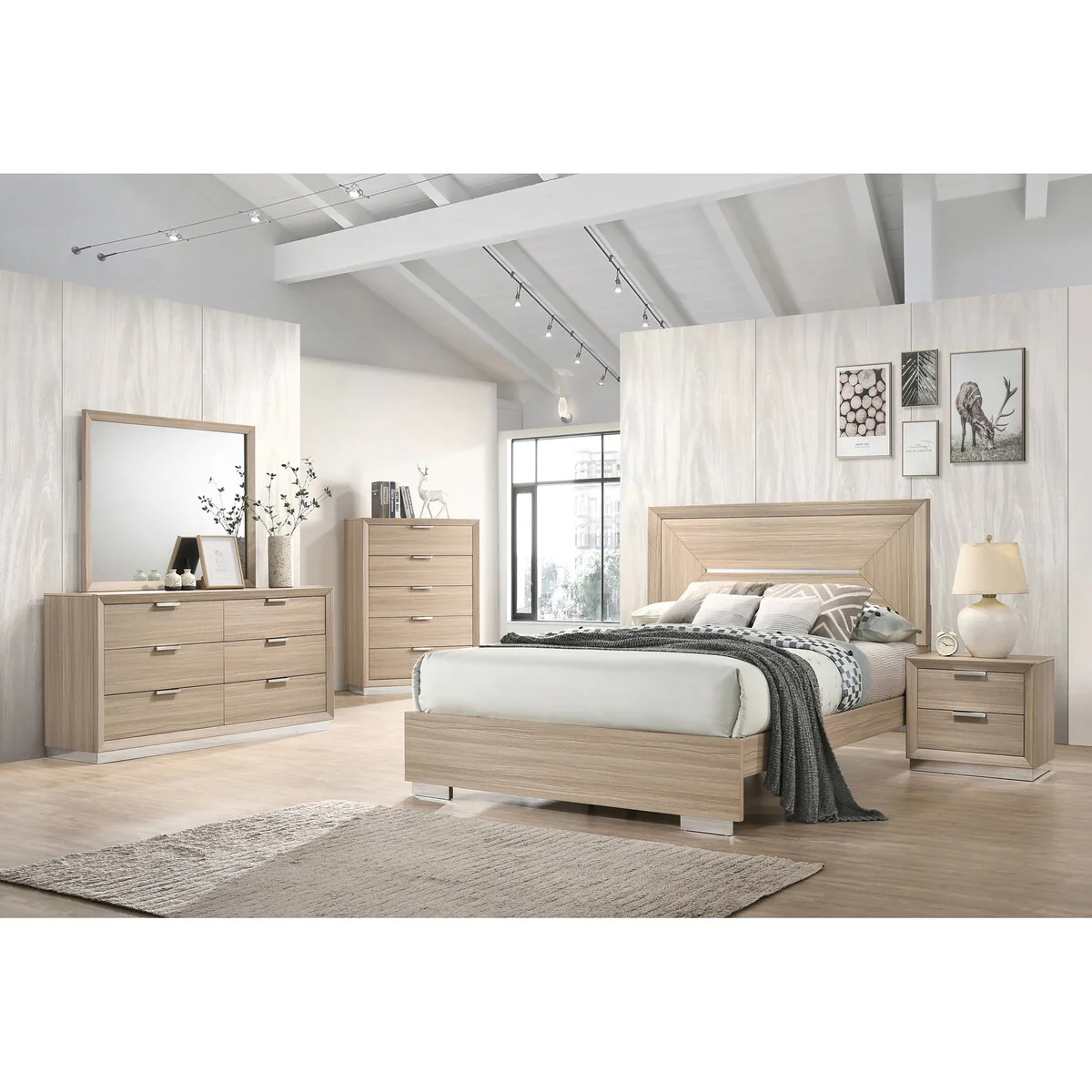 Casserly Rustic Beige 3-piece Bedroom Set with Dresser and Mirror