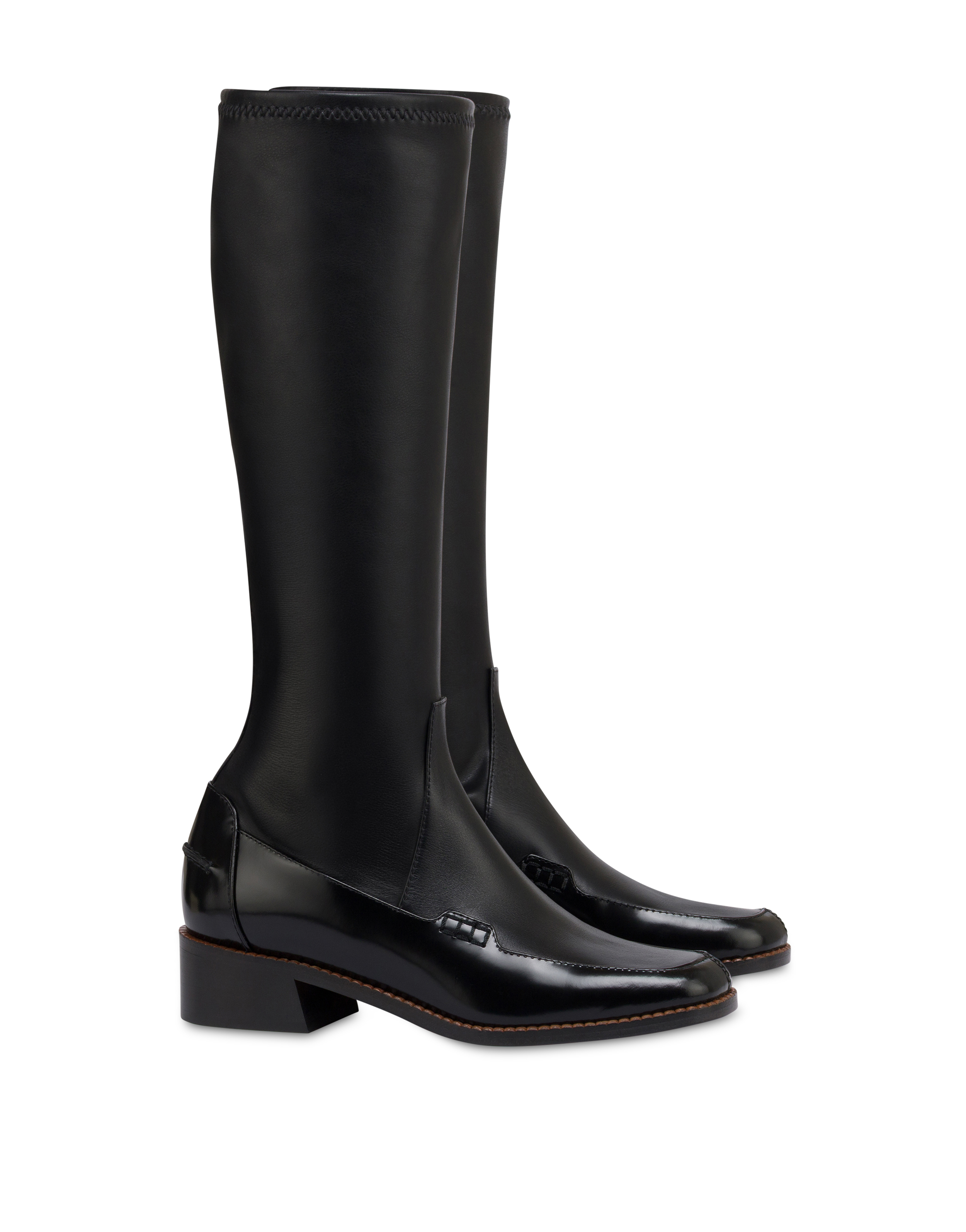 Stivale Swing In Vitello E Nappa Eco Stretch Nero/nero/nero