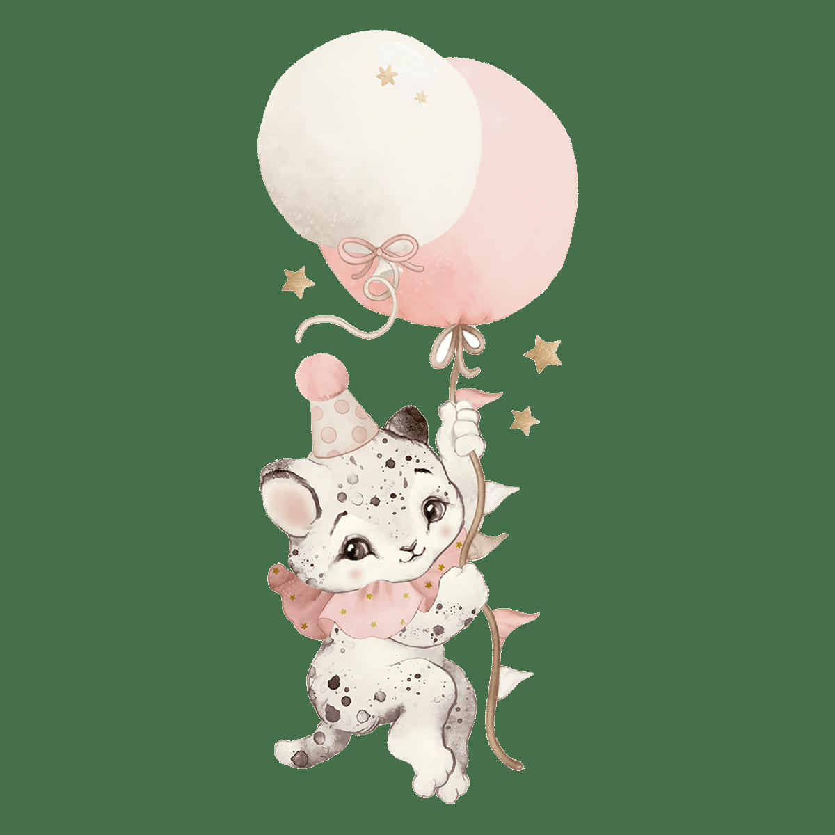 SELENE - Grand sticker pierrot le guépard en vinyle mat rose