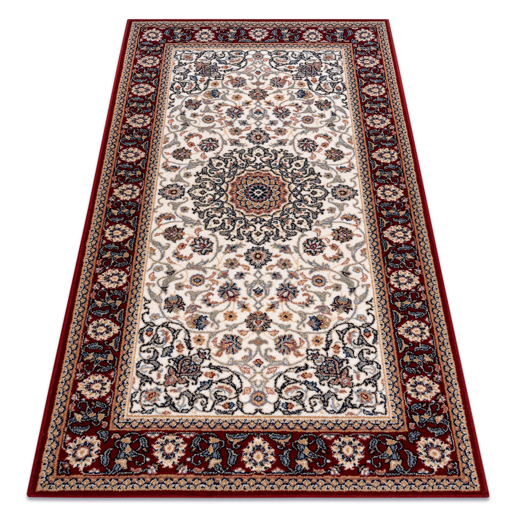 Dywan wełniany NAIN Ornament, ramka 6635/51036 beż / bordo 80x150 cm