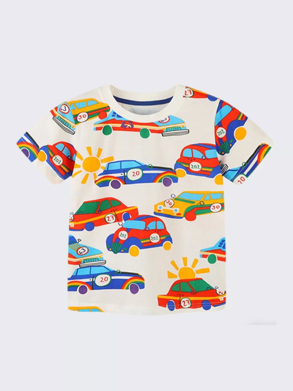 Children's Racing Car Print Crew Neck T-Shirt