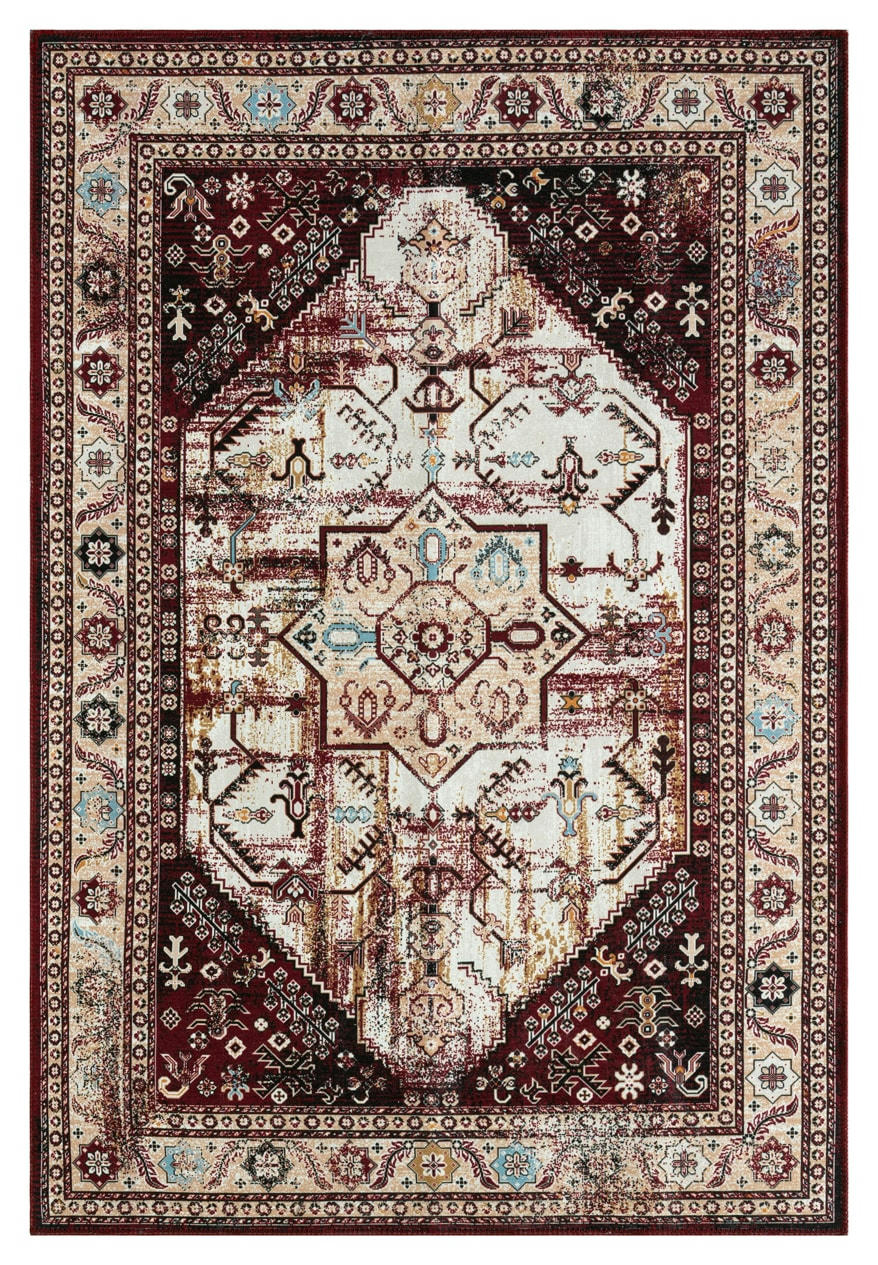 RADOM - Tapis salon  vintage rouge motif orient  200x290cm