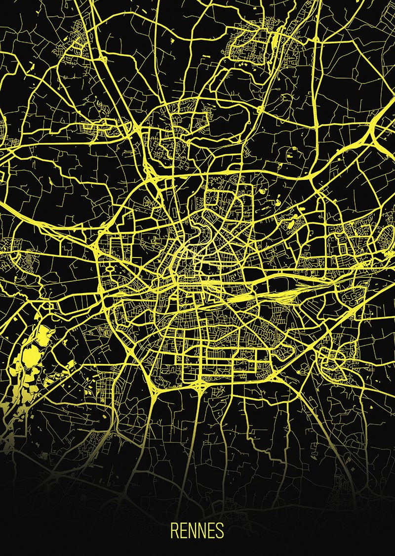 CARTE - Tableau métal carte Rennes 32X45