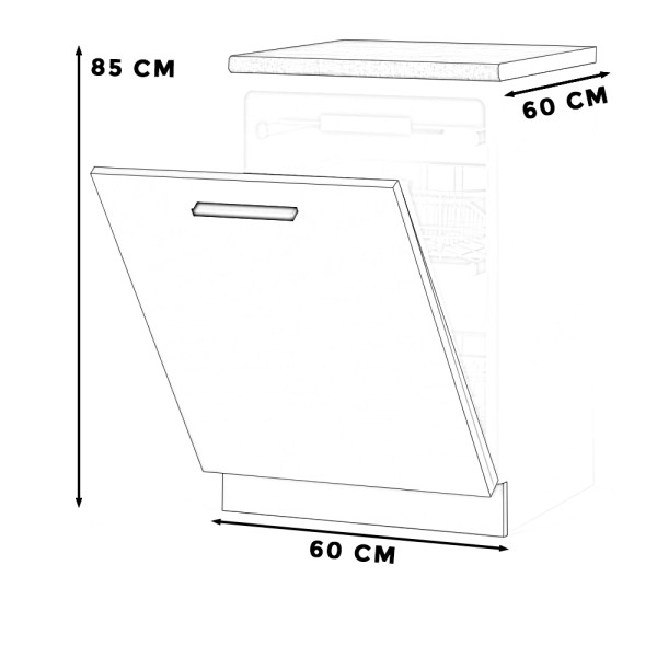 Szafka front do zmywarki 60cm blande wotan szary mat