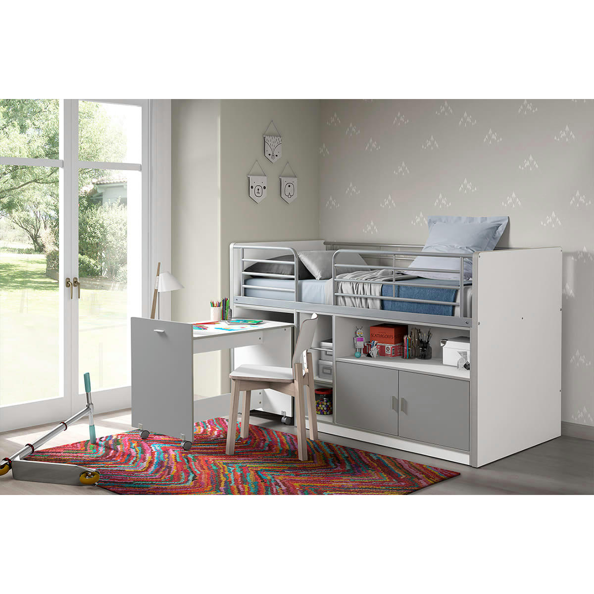 BONNY - Lit combiné 91 90x200 sommier inclus gris