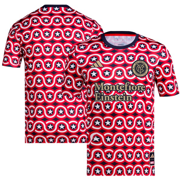 New York City FC adidas 2024 Americana x Captain America Pre-Match Top - Red