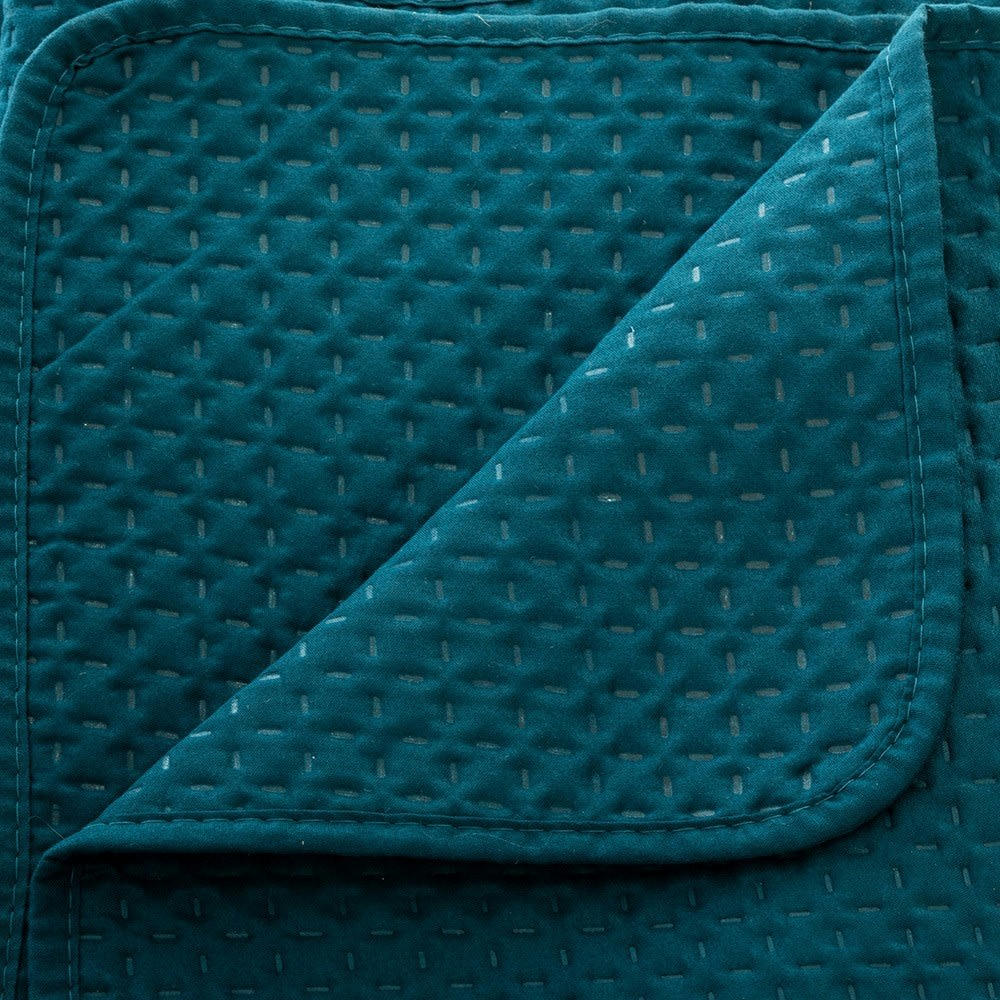 DOLCE - Dessus de lit 240x260 bleu canard + 2 taies